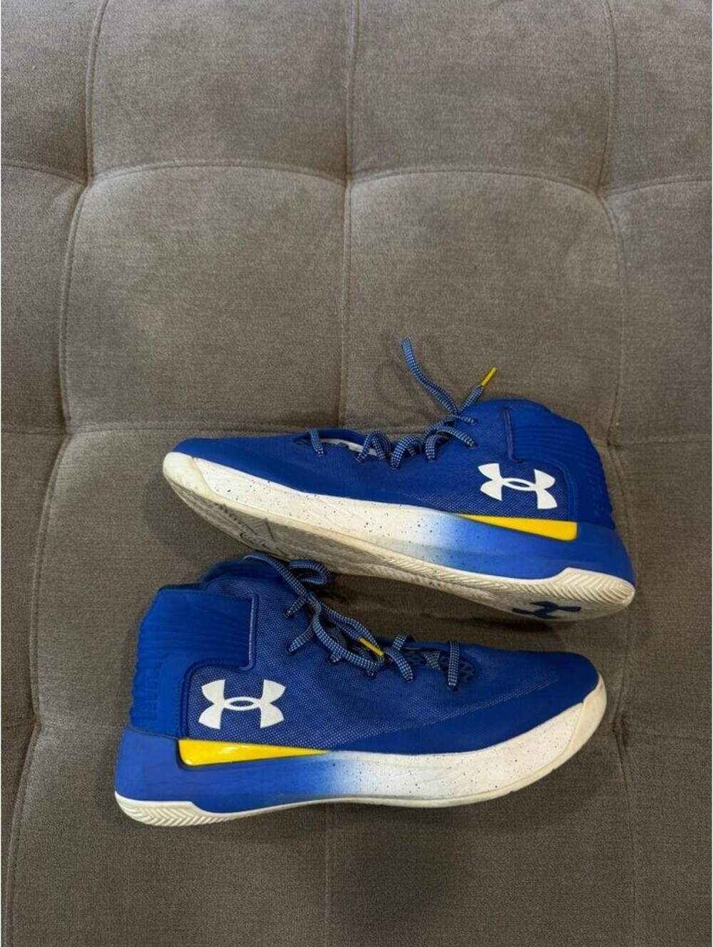 Under Armour Curry 3 Basketball Shoes Blue Yellow Mens 14